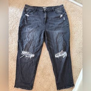 Black Vervet Distressed Jeans